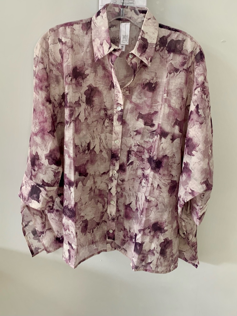 NWT Wynne Layers Purple Floral Poncho Blouse